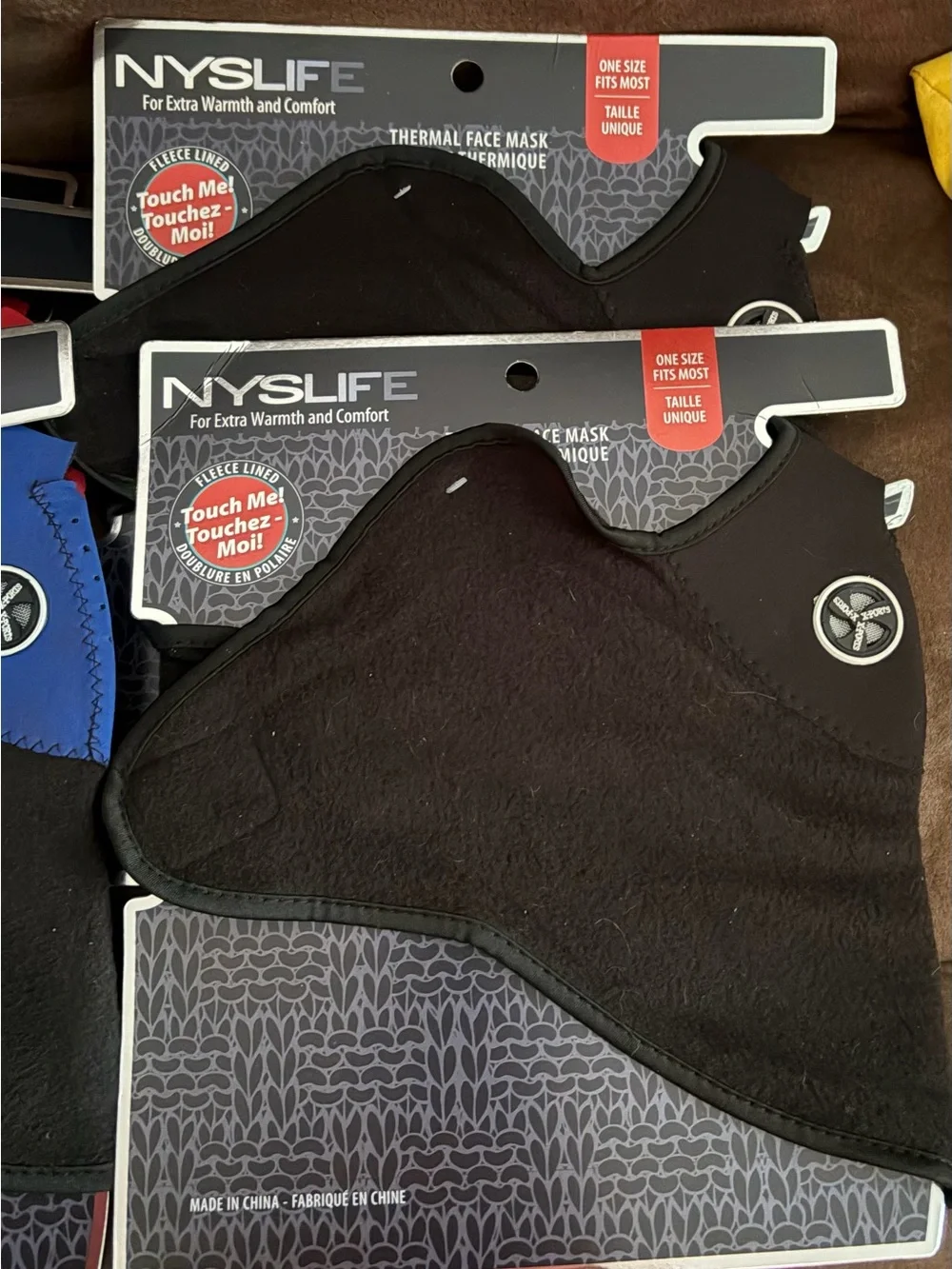 NYSLIFE NIP Balaclava Black Face Masks with Blue / Red / or Black Panels